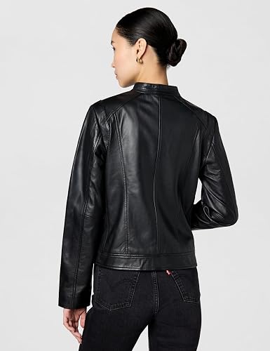 Cole Haan Women's Zip Front Leather Coat Zip Front, Fully Lined, Leather, 21 In Length, Daily Wear, Vacation